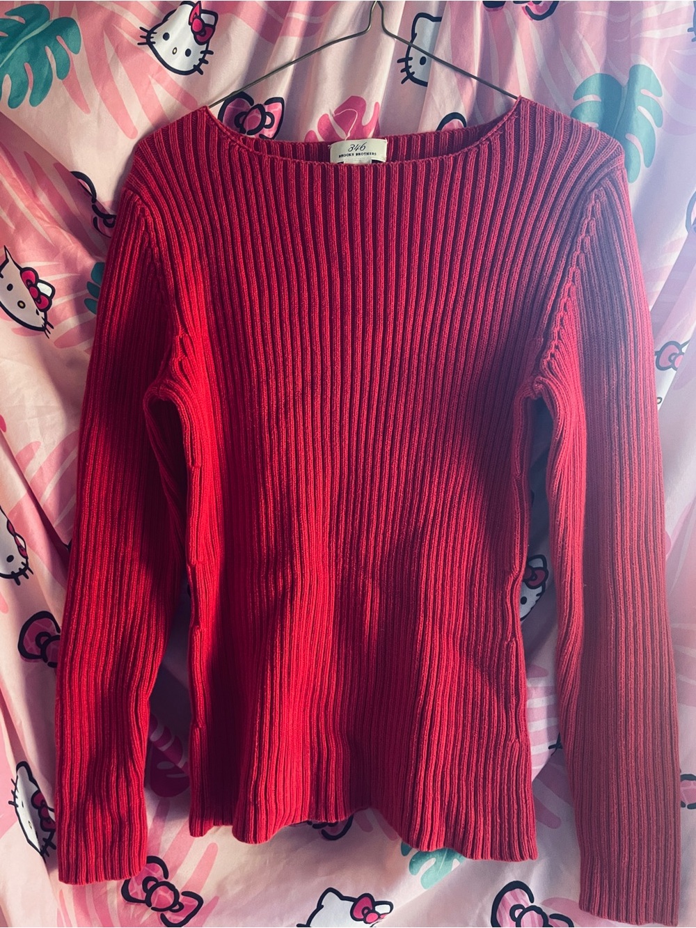 Brooks Brothers 346 Womens Small  Red 100% Supima Cotton Boat Neckline Sweater